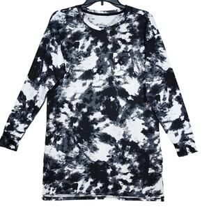 Jenni Supersoft Sleepshirt Nightgown Pajamas White Black Dynamic‎ Tiedye Size XS